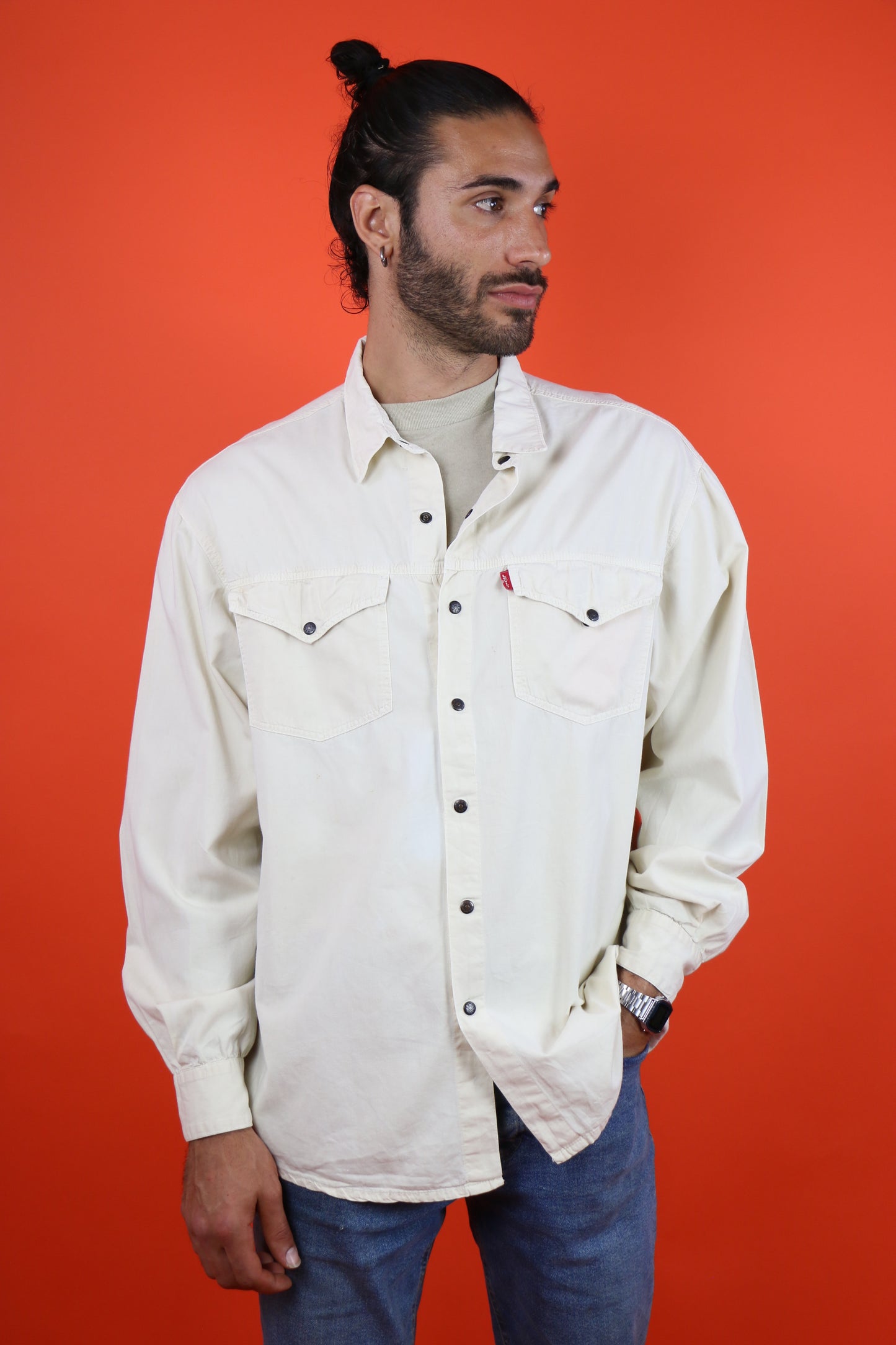 Levis White Denim Shirt - vintage clothing clochard92.com