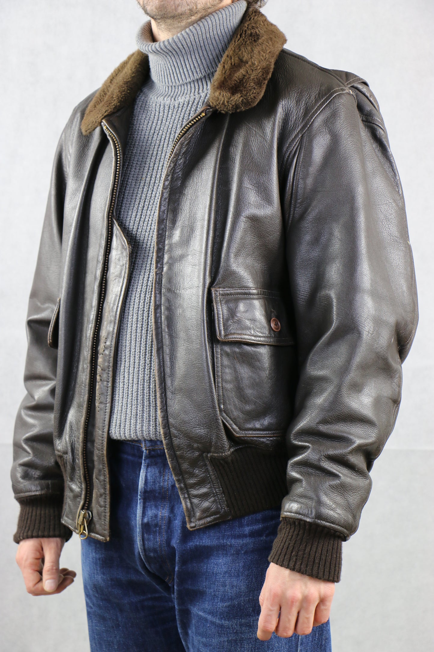Cooper Type G-1 Leather Jacket with Detachable Shearling collar, clochard92.com