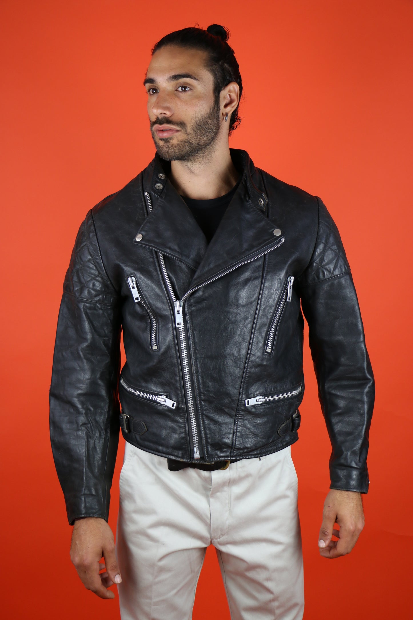 Wolf Biker Leather Jacket - vintage clothing clochard92.com