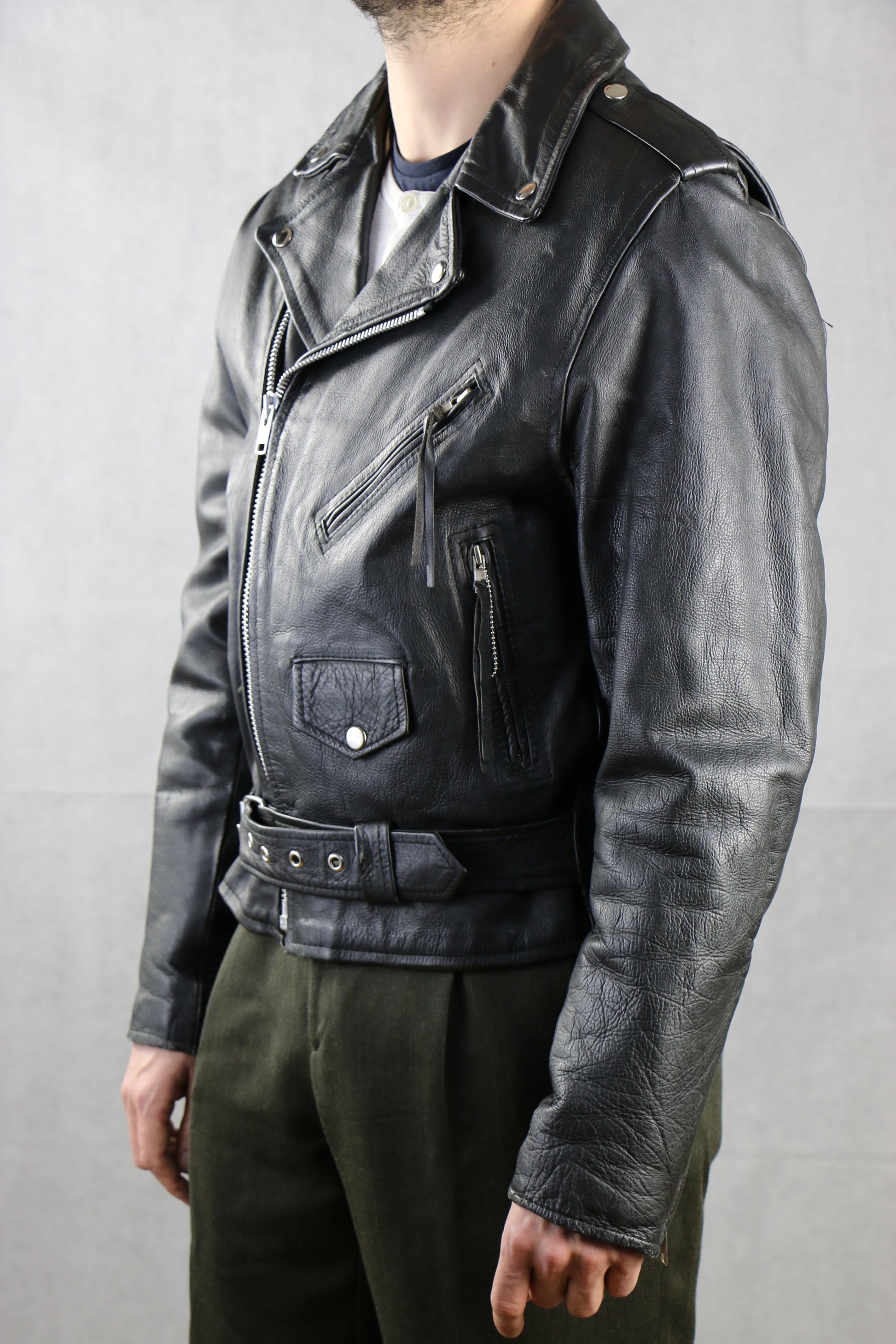 Biker Leather Jacket by Manzoor - vintage clothing clochard92.com