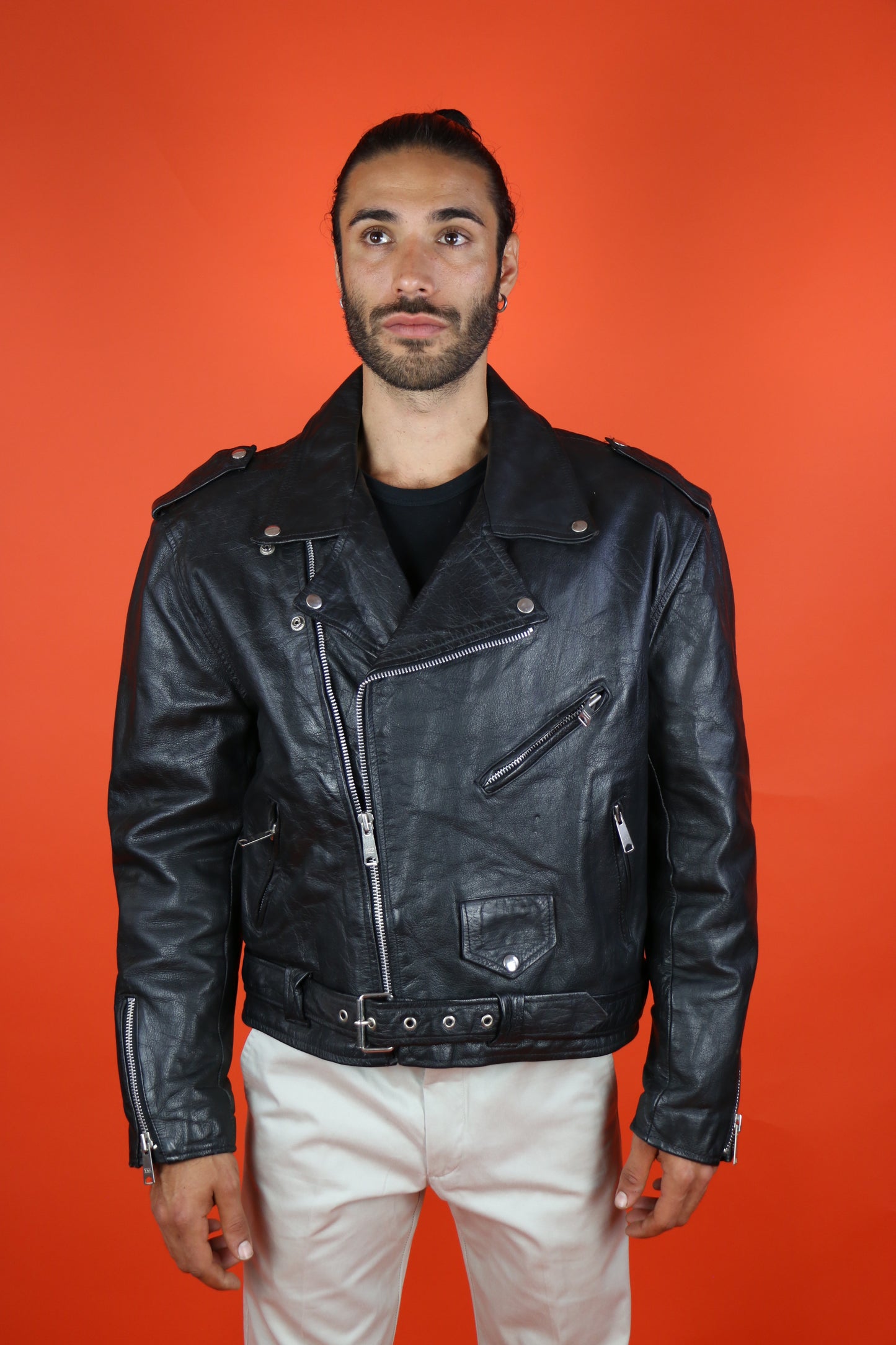 Leather Biker Jacket - vintage clothing clochard92.com