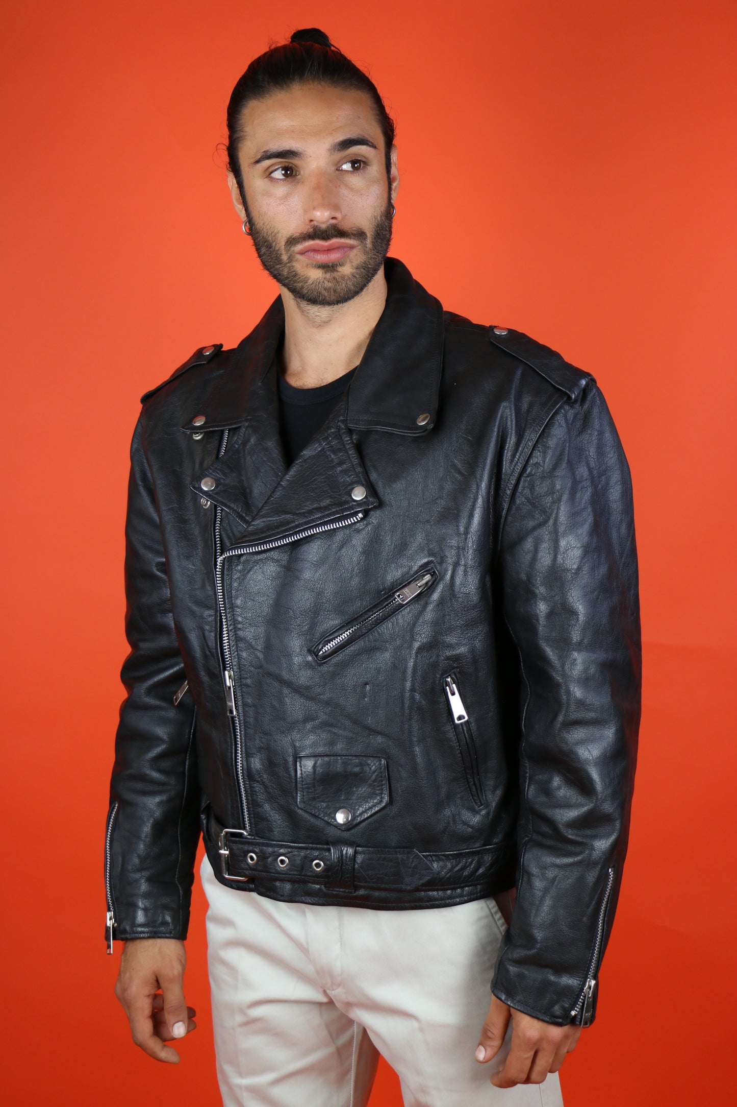 Leather Biker Jacket - vintage clothing clochard92.com