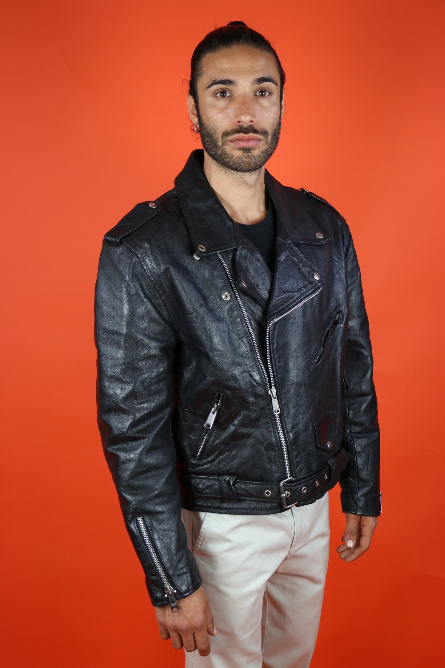 Leather Biker Jacket - vintage clothing clochard92.com