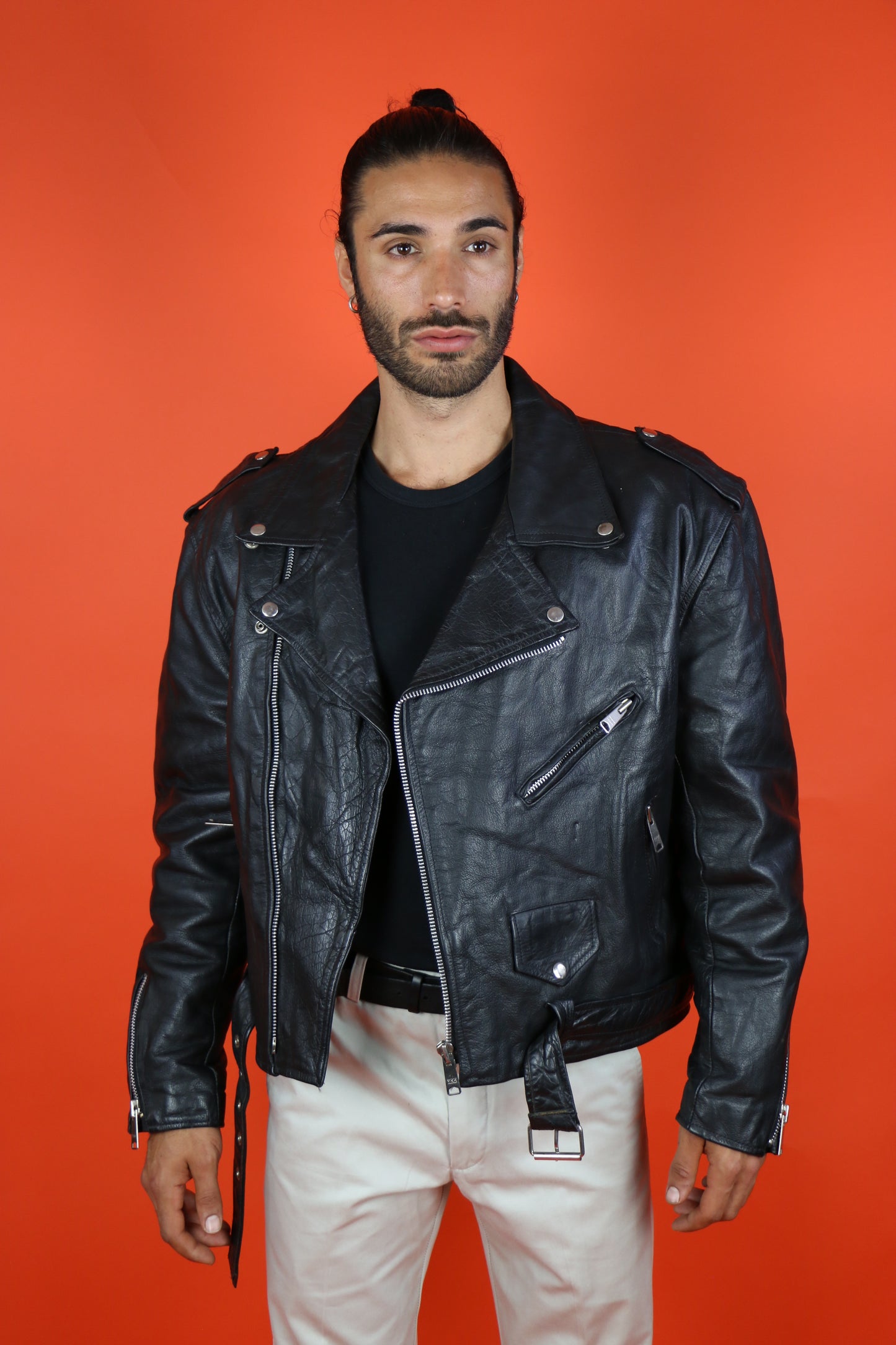 Leather Biker Jacket - vintage clothing clochard92.com