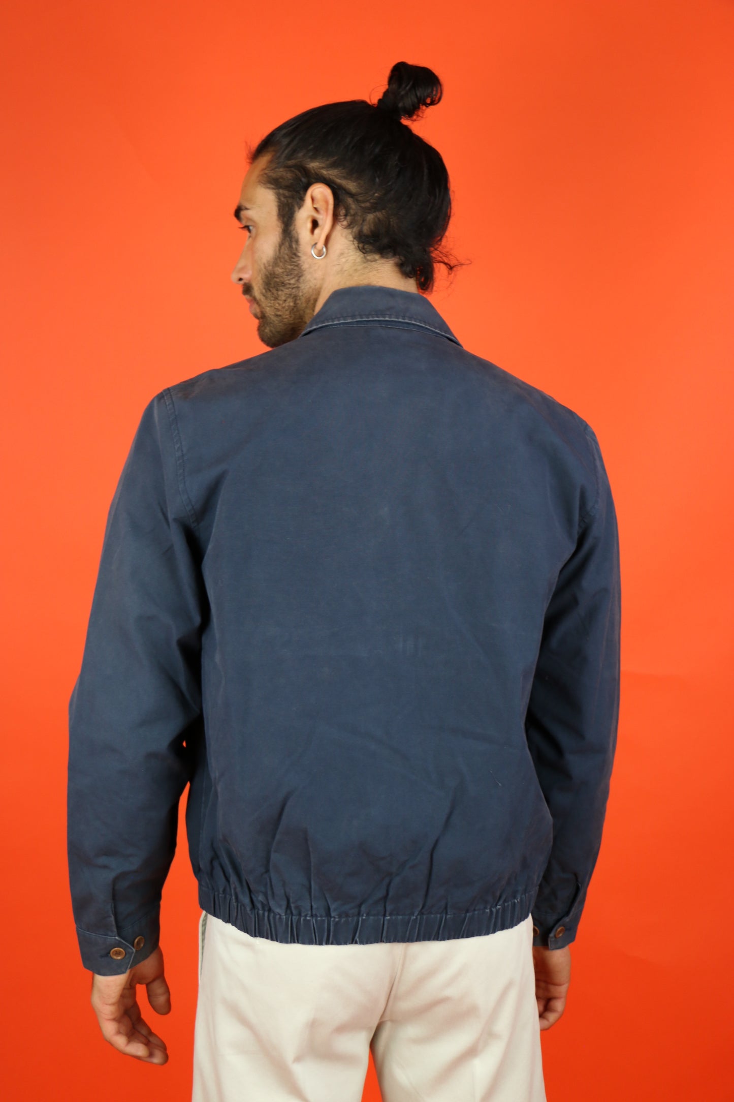 Fred Perry Navy Cotton Jacket - vintage clothing clochard92.com