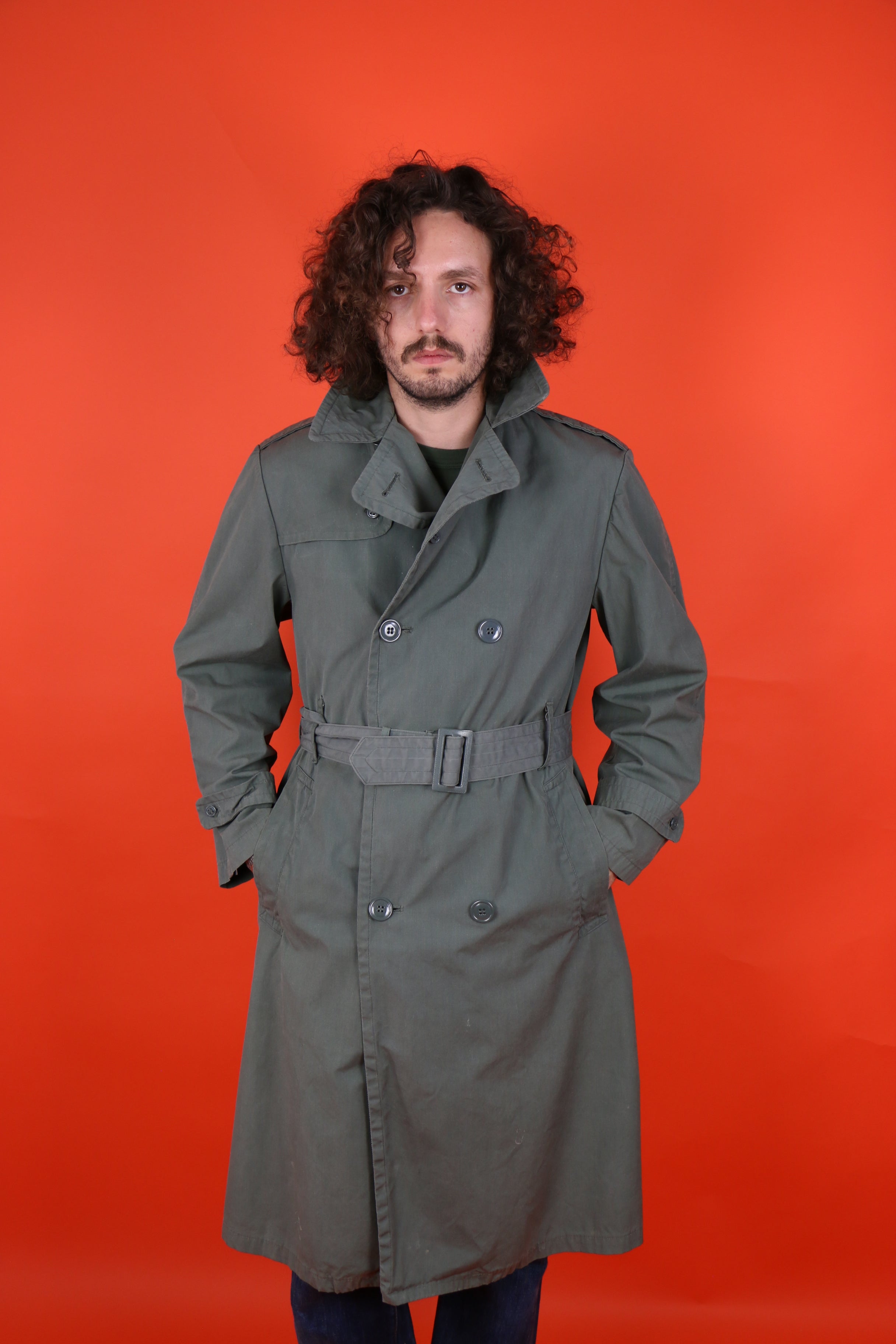 VINTAGE IRISH LEATHER×CHEACK TRANCH COAT