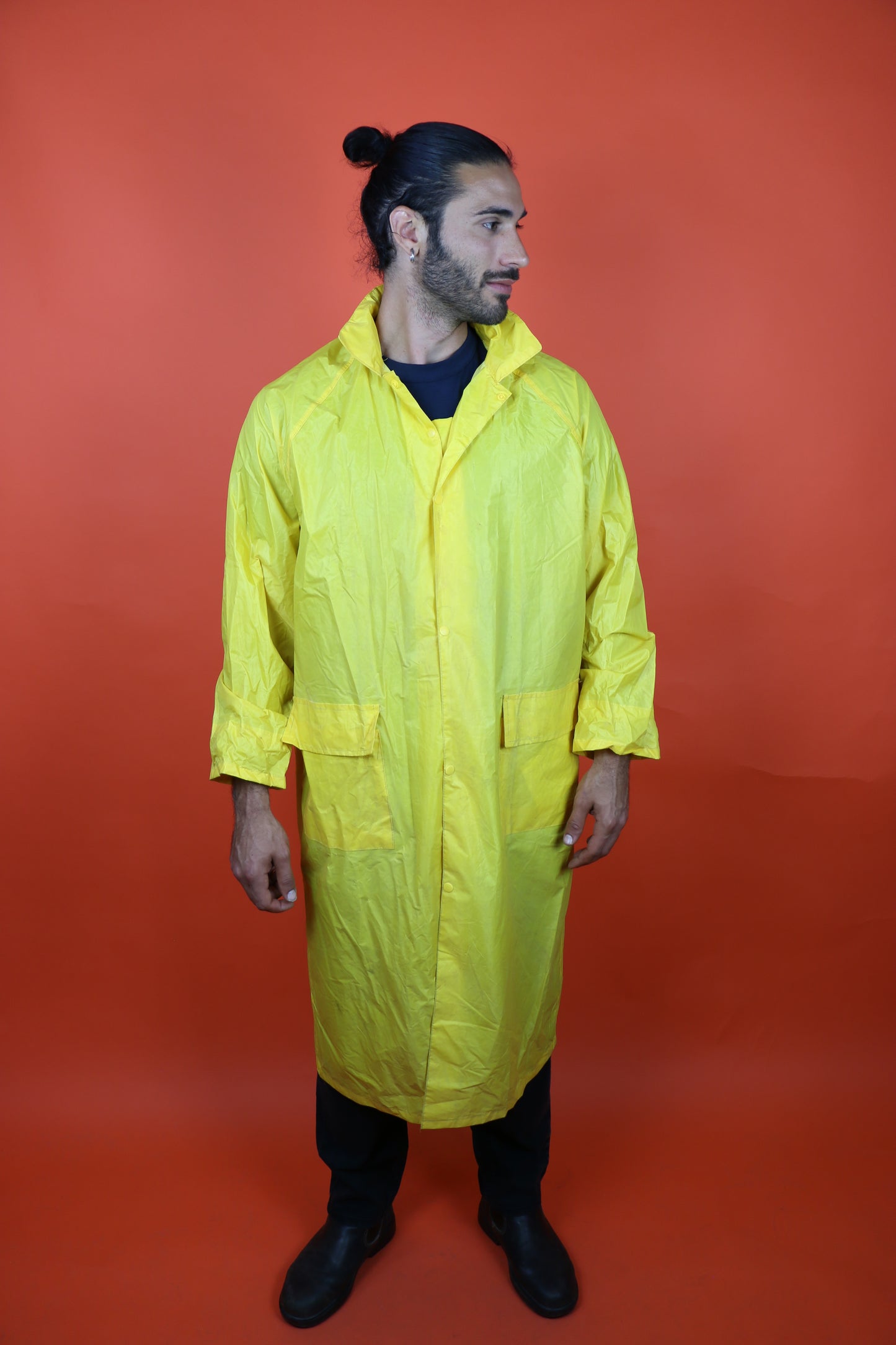 Yellow Lightweight Fisherman Raincoat - vintage clothing clochard92.com