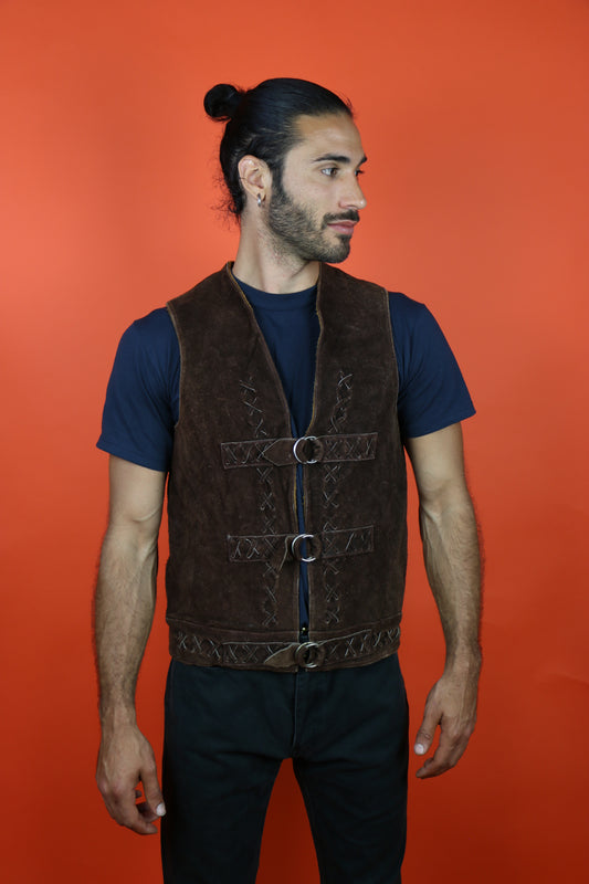 Suede Vest w/ leather belts - vintage clothing clochard92.com