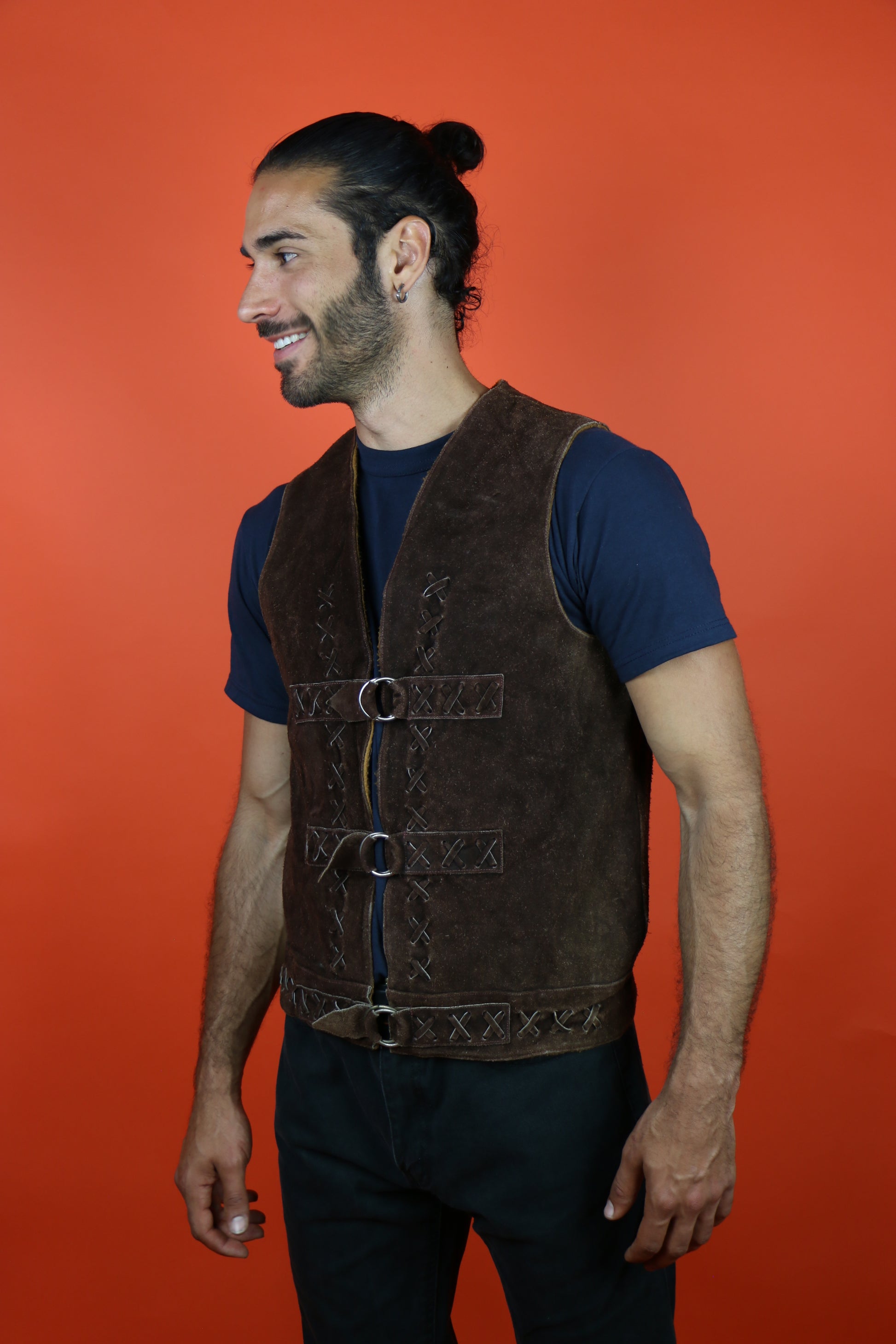 Suede Vest w/ leather belts - vintage clothing clochard92.com