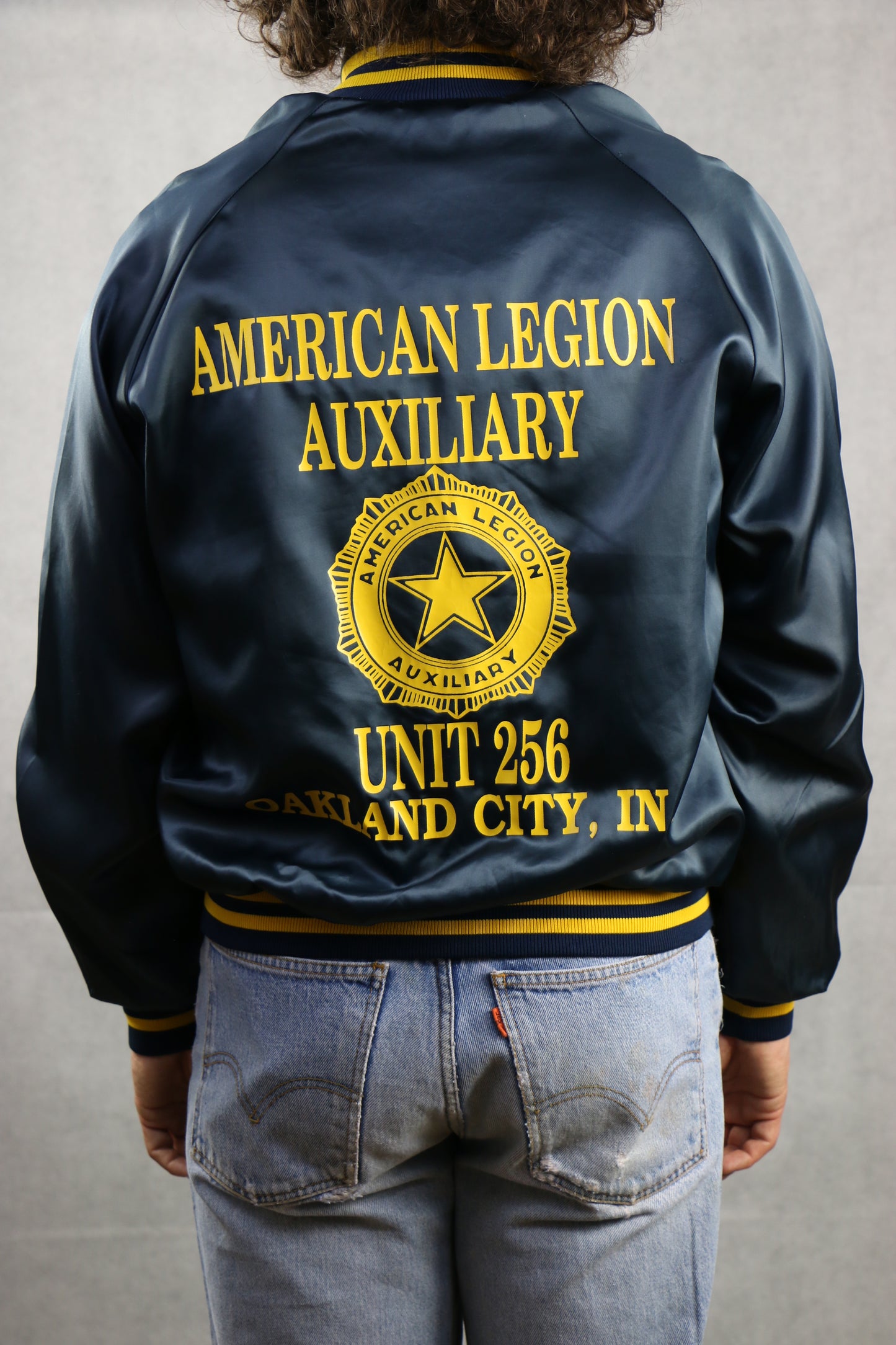 Satin Navy Bomber Jacket - vintage clothing clochard92.com