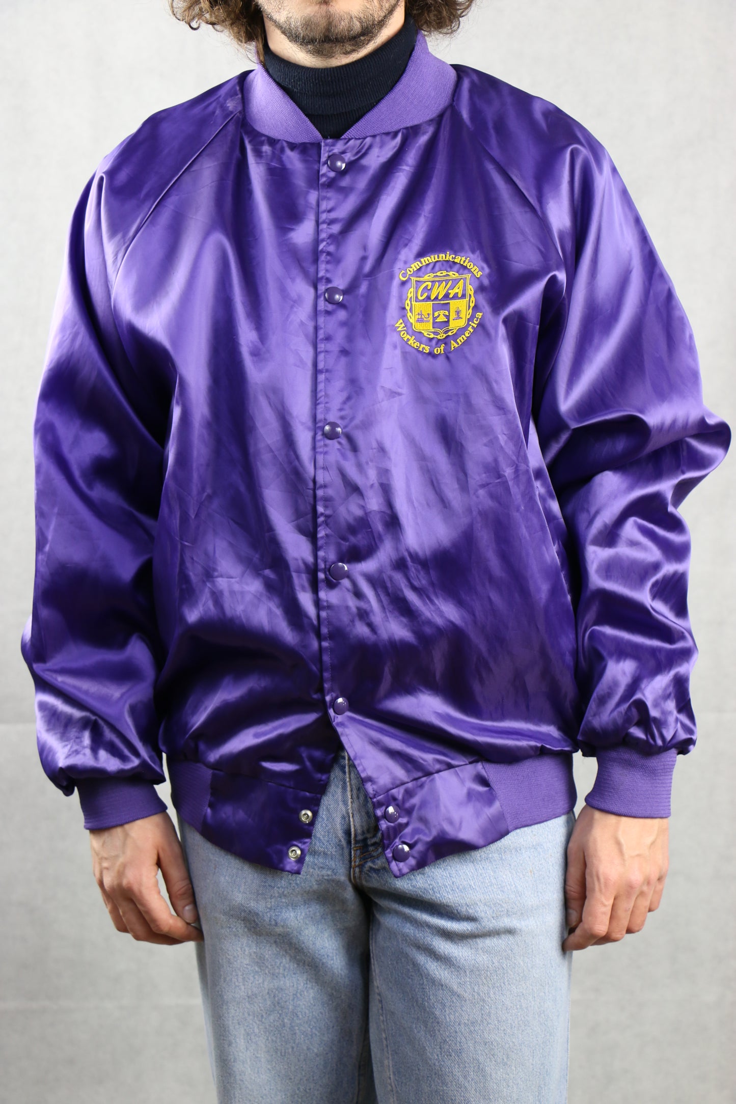 Satin Purple Bomber Jacket - vintage clothing clochard92.com