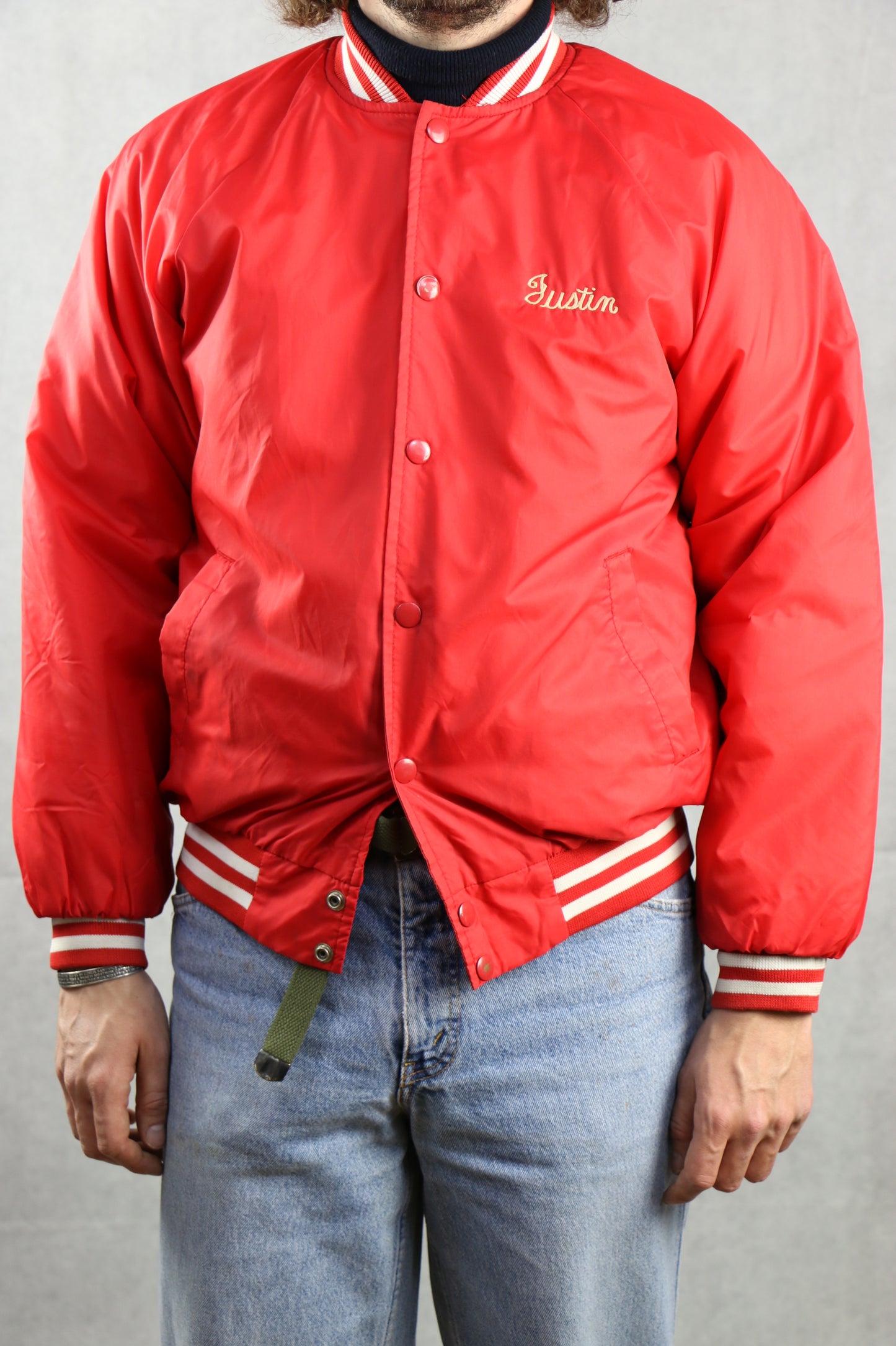 Satin Red Bomber Jacket - vintage clothing clochard92.com