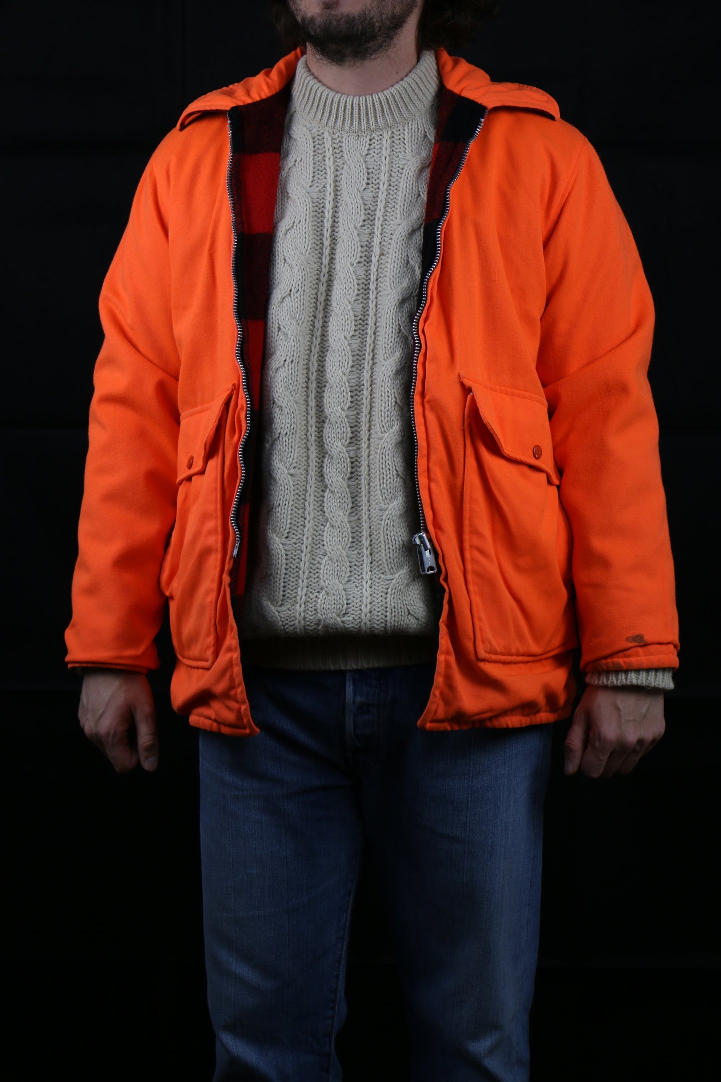 Wool Buffalo Plaid Talon Zip Reversable Jacket, clochard92.com