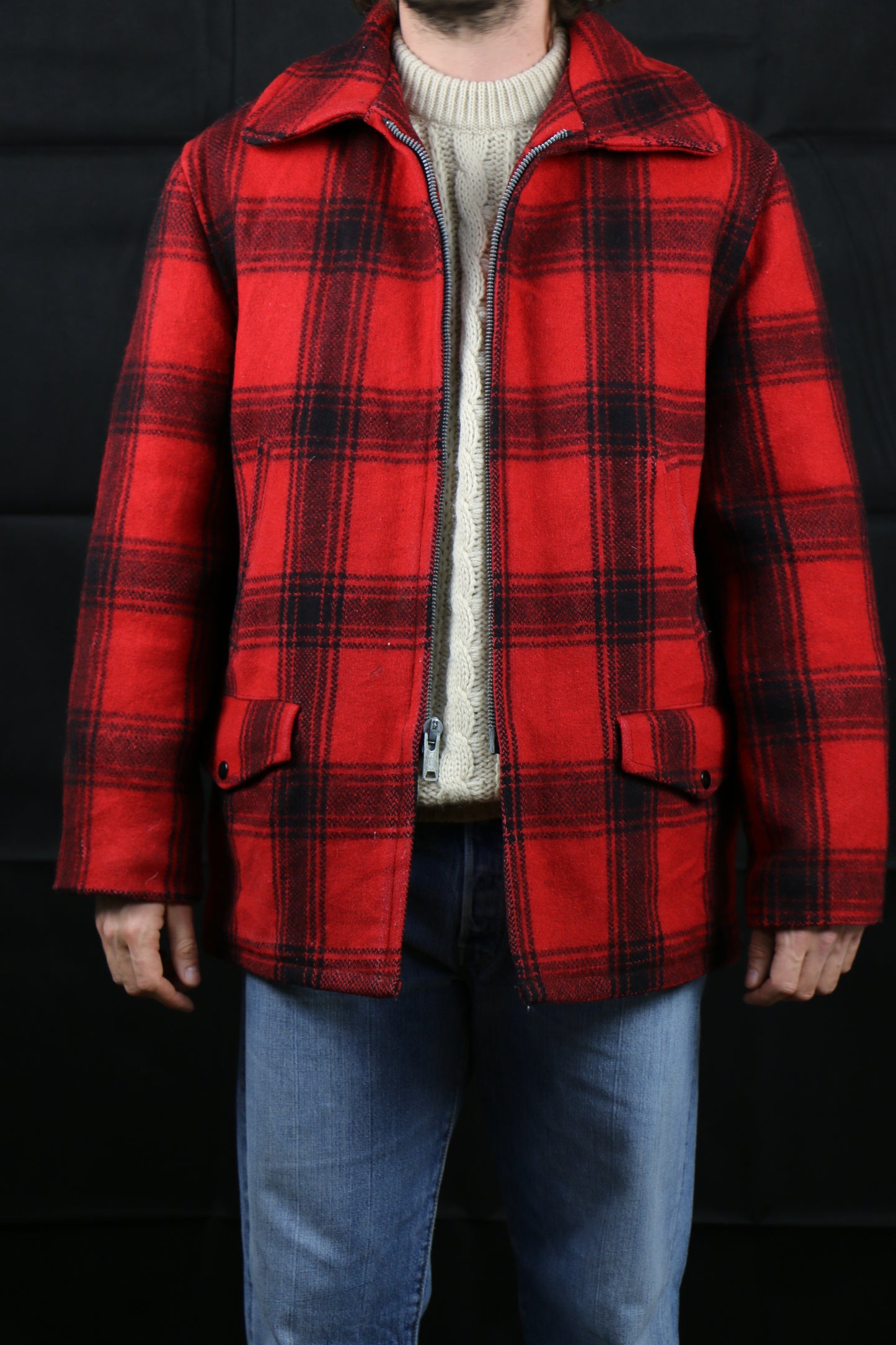 Foremost JC Penny Red Plaid Hunting Jacket 50s, clochard92.com