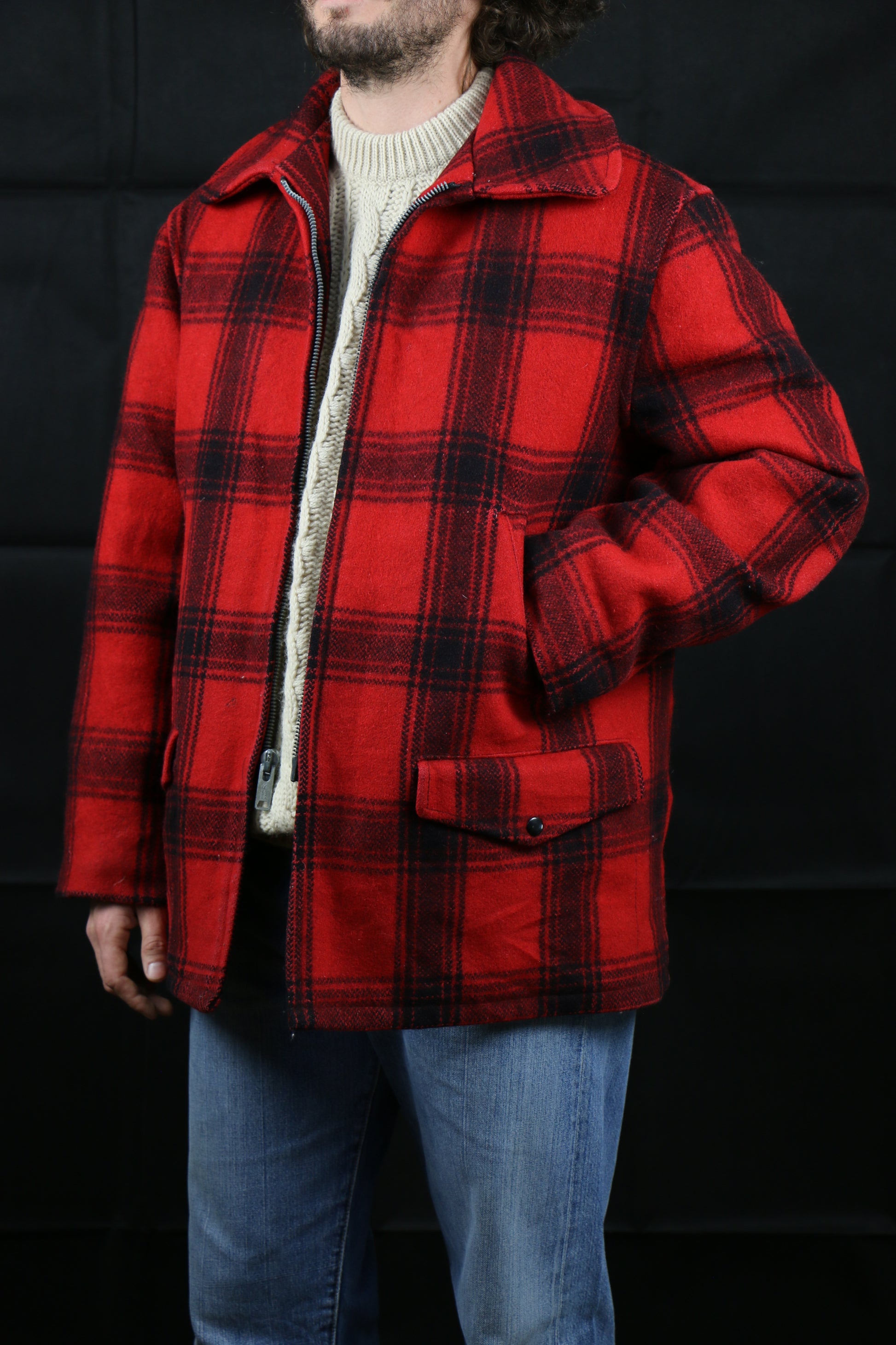 Foremost JC Penny Red Plaid Hunting Jacket 50s, clochard92.com